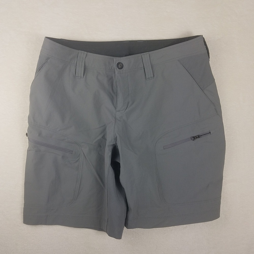 Womens Technical Hiking Cargo Shorts grey green Stretch Outdoor Utility 8in